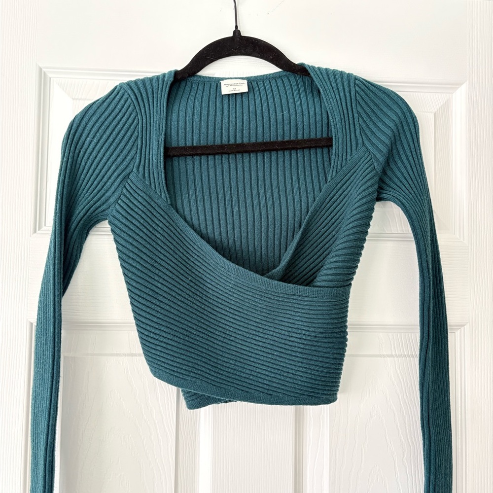 Abercrombie & Fitch Teal Off-the-Shoulder Sweater